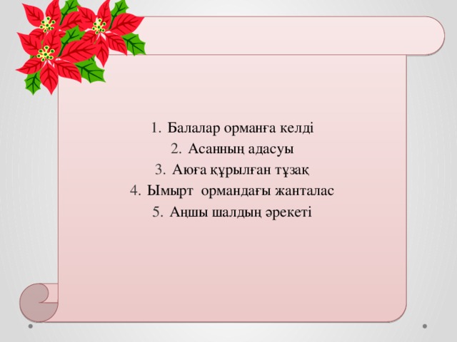 Балалар орманға келді Асанның адасуы Аюға құрылған тұзақ Ымырт ормандағы жанталас Аңшы шалдың әрекеті   