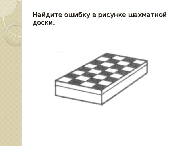 Найдите ошибку в рисунке шахматной доски. 