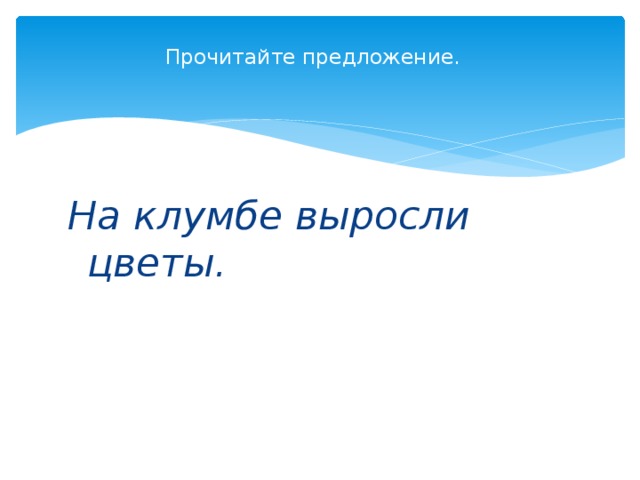 Прочитайте предложение.    На клумбе выросли цветы. 