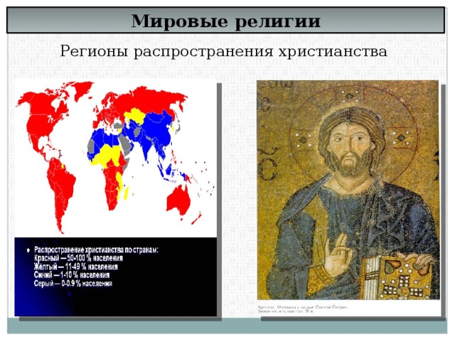 Мировые религии Регионы распространения христианства 