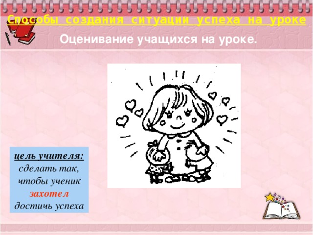 Способы создания ситуации успеха на уроке Оценивание учащихся на уроке. цель учителя: сделать так, чтобы ученик захотел  достичь успеха