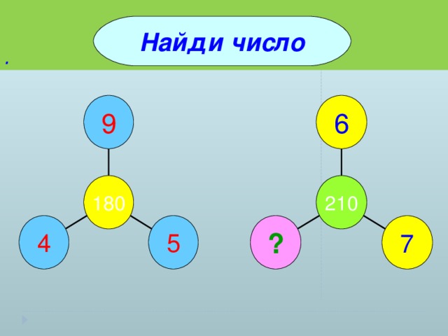 . Найди число 9 6 180 210 4 5 ? 7