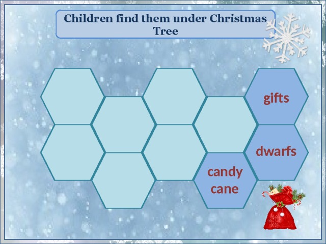 Children find them under Christmas Tree gifts  dwarfs  candy  cane 