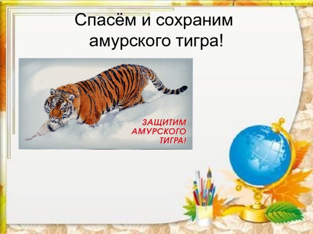 Спасём и сохраним  амурского тигра! 
