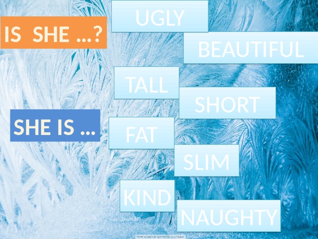 UGLY IS SHE …? BEAUTIFUL TALL SHORT SHE IS … FAT SLIM KIND NAUGHTY 