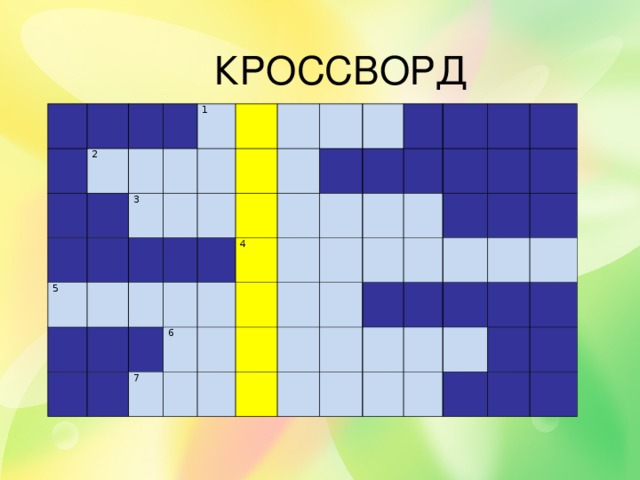 КРОССВОРД           2       3 5   1                 6 7   4                                            