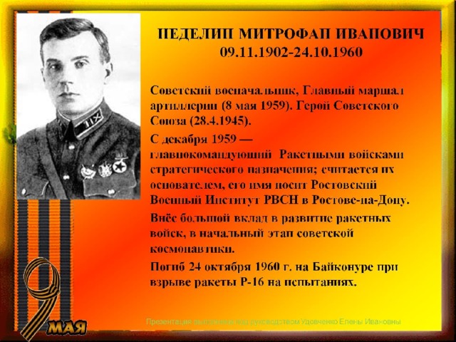 НЕДЕЛИН МИТРОФАН ИВАНОВИЧ  09.11.1902-24.10.1960 