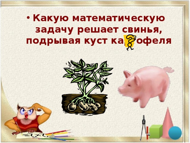 Какую математическую задачу решает свинья, подрывая куст картофеля