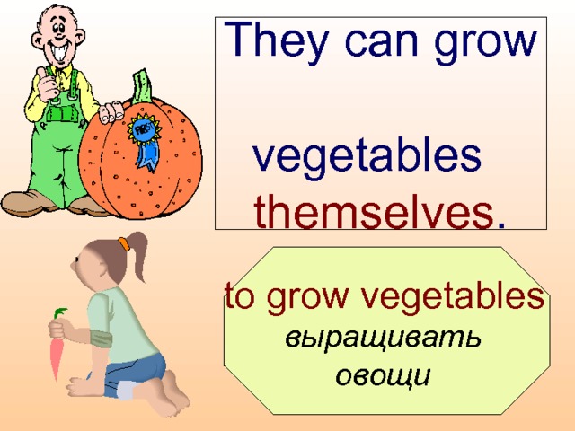 They can grow  vegetables  themselves .  to grow vegetables  выращивать овощи  