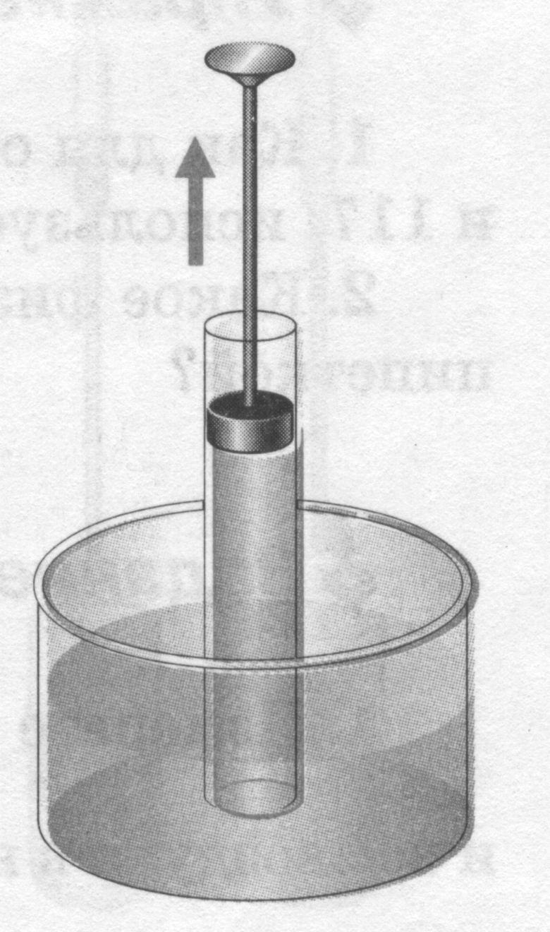 Почему вода поднимается вслед за поршнем рисунок 4