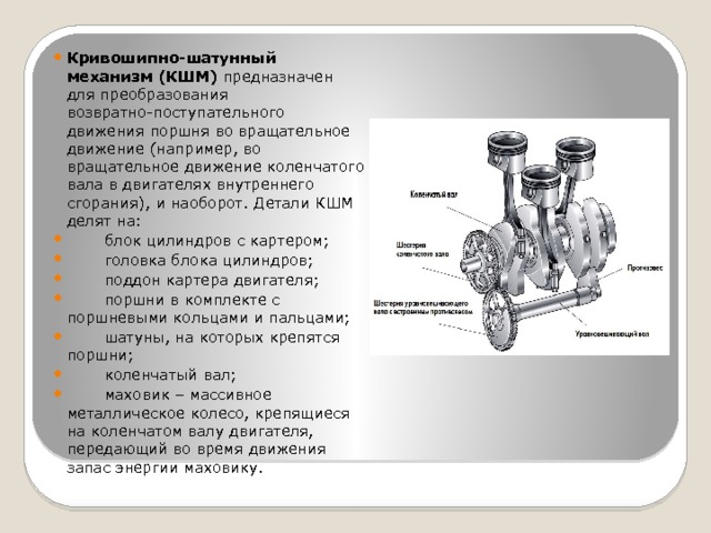 Кривошипный шатунный механизм схема