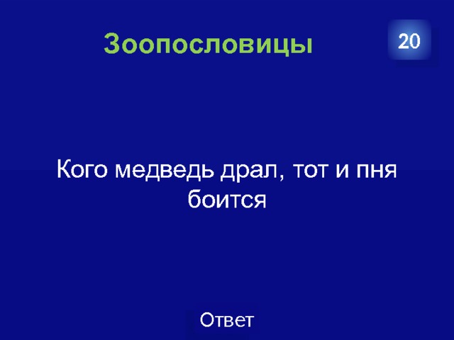   Зоопословицы 20 Кого медведь драл, тот и пня боится 