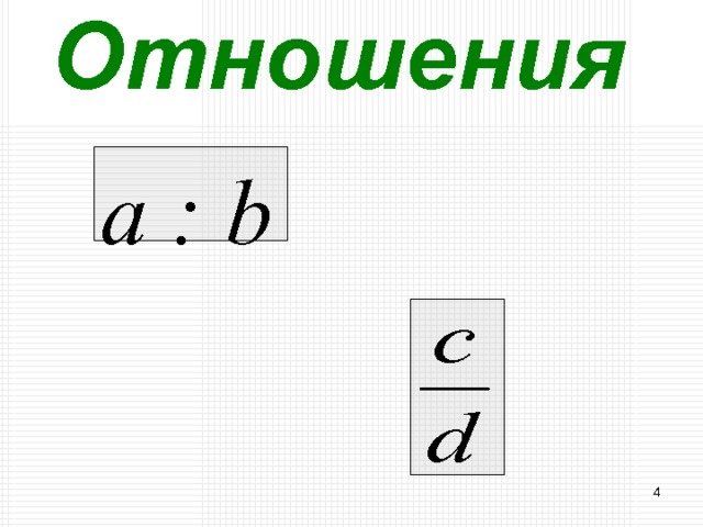 Отношения а : b  