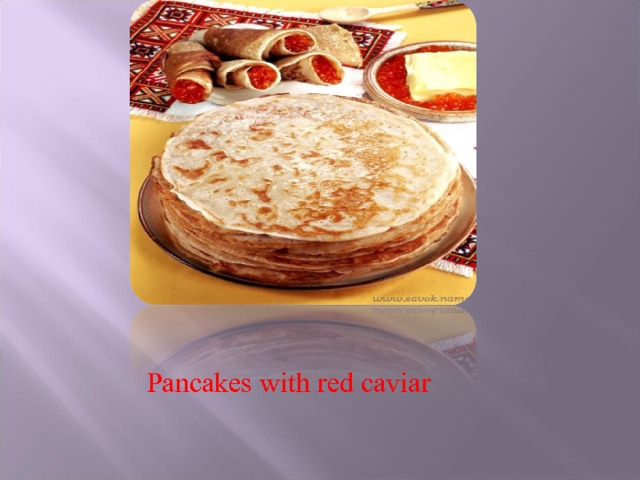 Pancakes with red caviar 