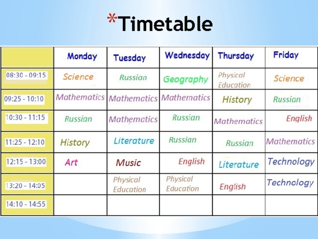 Timetable 