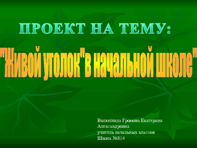 Выполнила Громова Екатерина Александровна  учитель начальных классов  Школа №814 