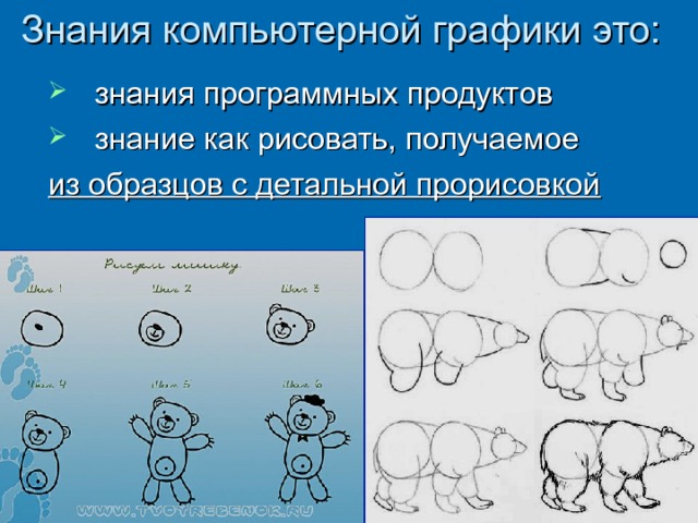 Знания компьютерной графики это: из образцов с детальной прорисовкой  