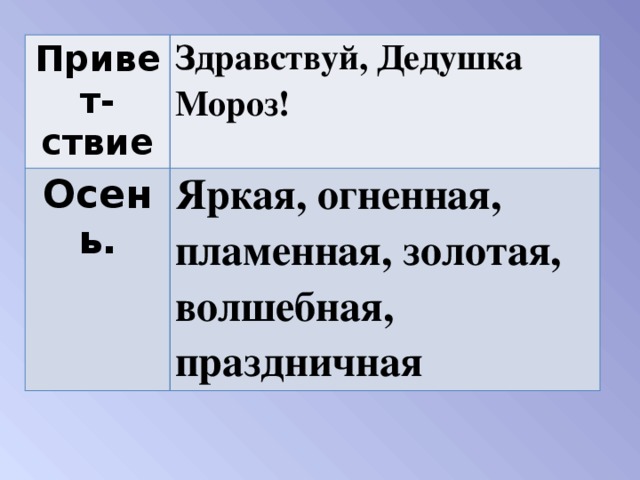 Привет-ствие Здравствуй, Дедушка Мороз! Осень. Яркая, огненная, пламенная, золотая, волшебная,   праздничная 