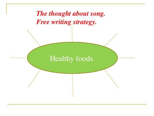 The thought about song.  Free writing strategy. Healthy foods