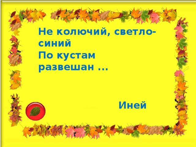 Не колючий, светло-синий  По кустам развешан ...    Иней