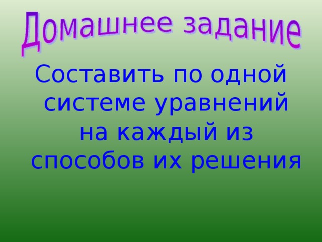 Составить по одной системе уравнений на каждый из способов их решения