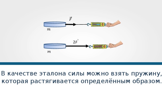 В качестве эталона силы можно взять пружину, которая растягивается определённым образом.