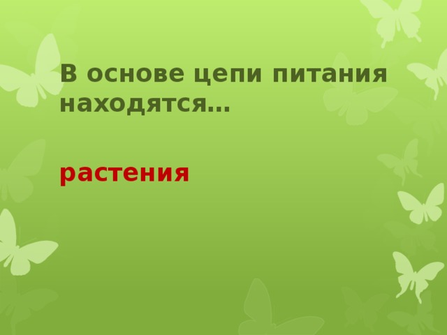 В основе цепи питания находятся…  растения