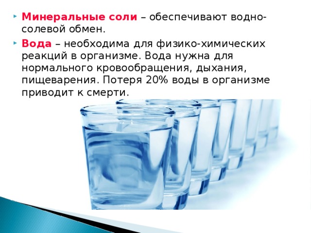 Вода и минеральные соли