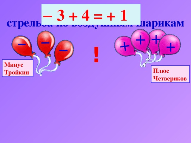 Финал конкурса стрельба по воздушным шарикам 1 +   3 + 4 = ! Минус Тройкин Плюс Четвериков 2