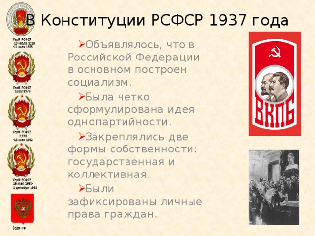В Конституции РСФСР 1937 года