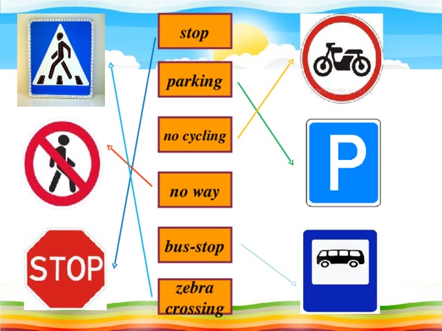 stop parking no cycling no way bus-stop zebra crossing