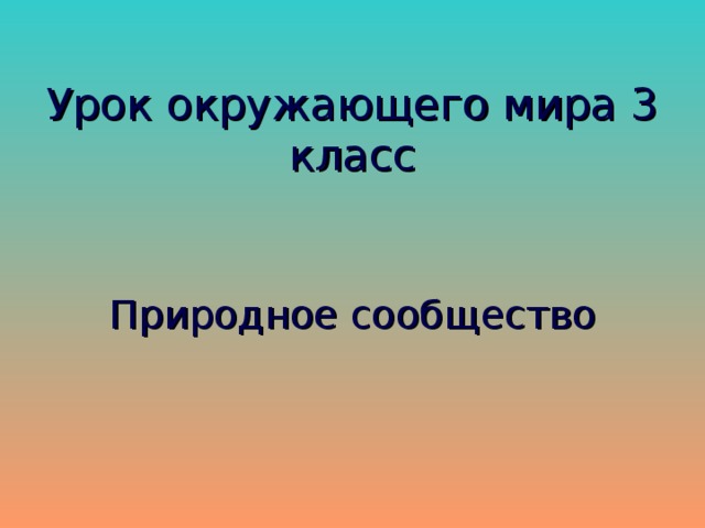 Урок окружающего мира 3 класс  Природное сообщество