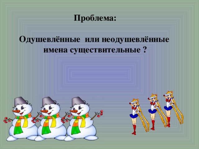 Проблема:  Одушевлённые или неодушевлённые имена существительные ?