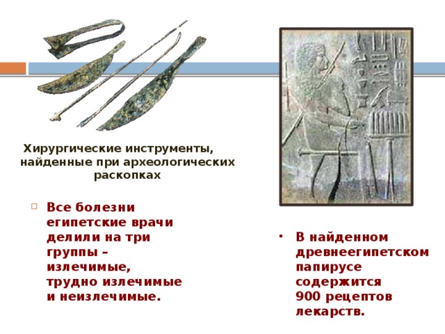 Хирургические инструменты, найденные при археологических раскопках