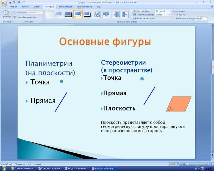 Назовите основные фигуры на плоскости