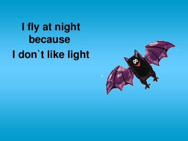 I fly at night because I don`t like light