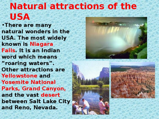 Natural attractions of the USA