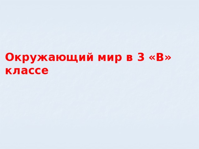 Окружающий мир в 3 «В» классе